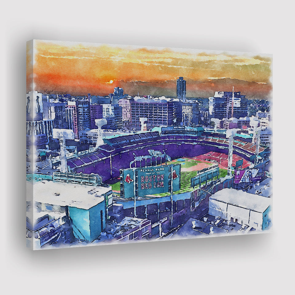 Fenway Park Boston Watercolor, Sport Art Prints Fan Gift, Canvas Prints Wall Art Decor
