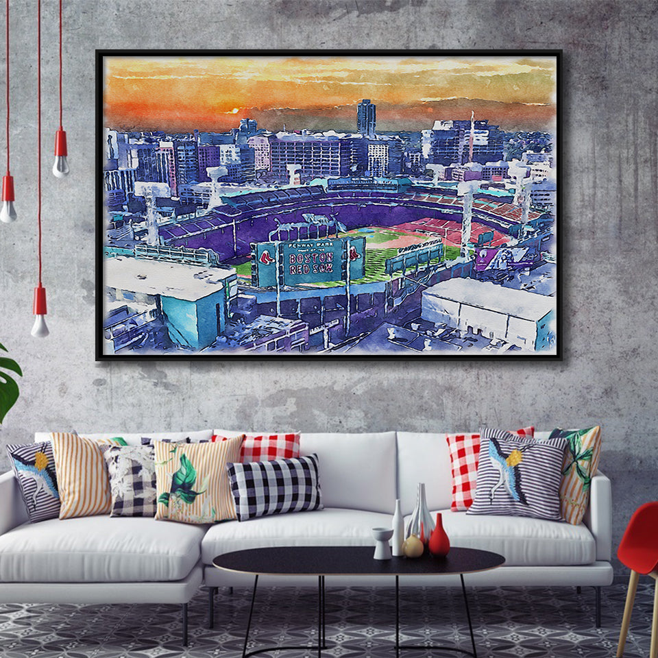 Fenway Park Boston Watercolor, Sport Art Prints Fan Gift, Framed Canvas Prints Wall Art Decor