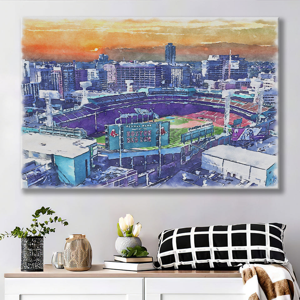Fenway Park Boston Watercolor, Sport Art Prints Fan Gift, Canvas Prints Wall Art Decor