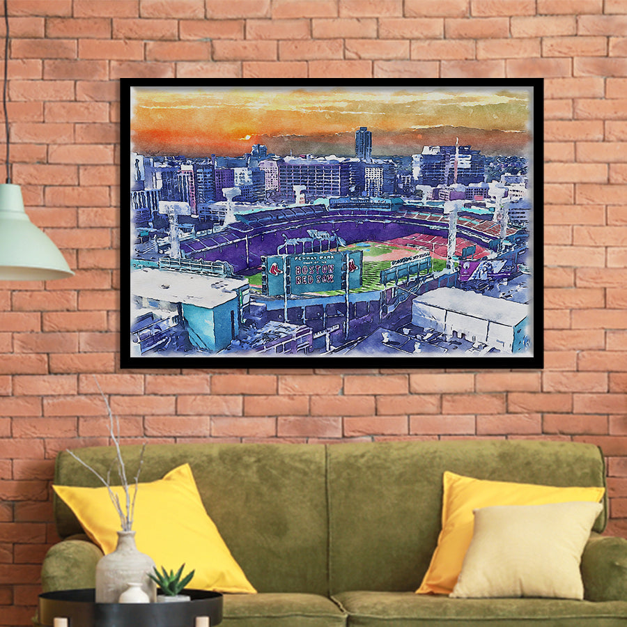 Fenway Park Boston Watercolor, Sport Prints Fan Gift, Framed Art Prints Wall Art Decor
