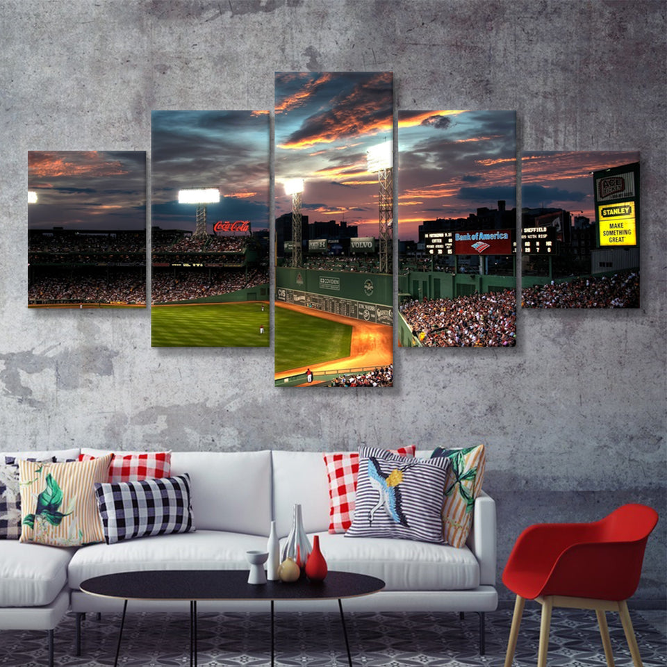 Fenway Park Boston Massachusetts  5 Pieces Canvas Prints Wall Art - Painting Canvas, Multi Panels, 5 Panel, Wall Decor