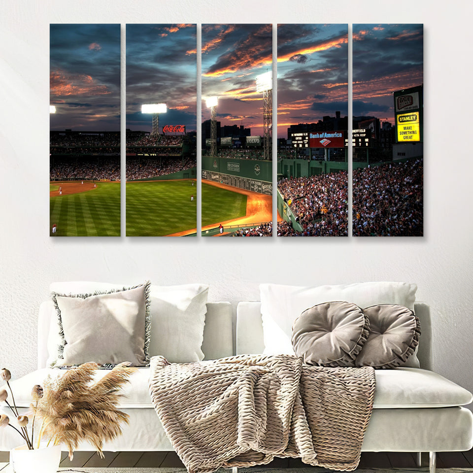 Fenway Park Boston Massachusetts 5 Pieces B Canvas Prints Wall Art - Painting Canvas, Multi Panels,5 Panel, Wall Decor