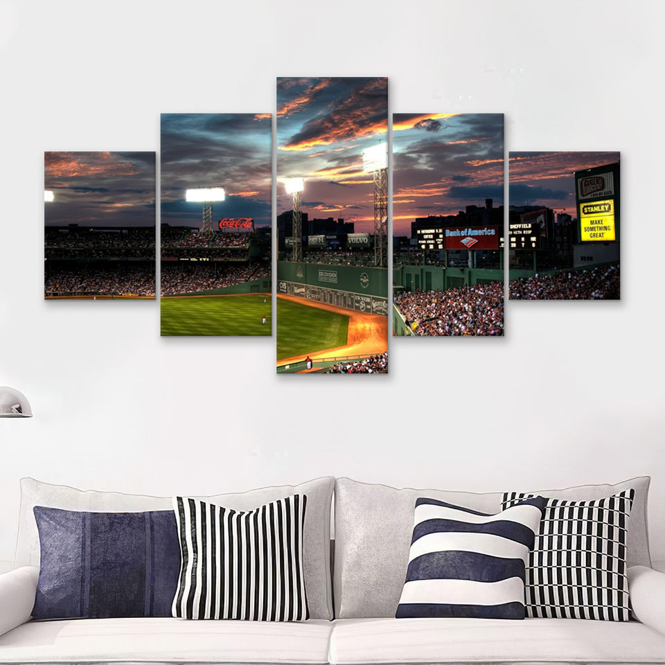 Fenway Park Boston Massachusetts  5 Pieces Canvas Prints Wall Art - Painting Canvas, Multi Panels, 5 Panel, Wall Decor