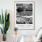 Fenway Park Boston Red Sox Baseball Lovers Black And White Art Framed Canvas Prints Wall Art Home Decor, Floating Frame
