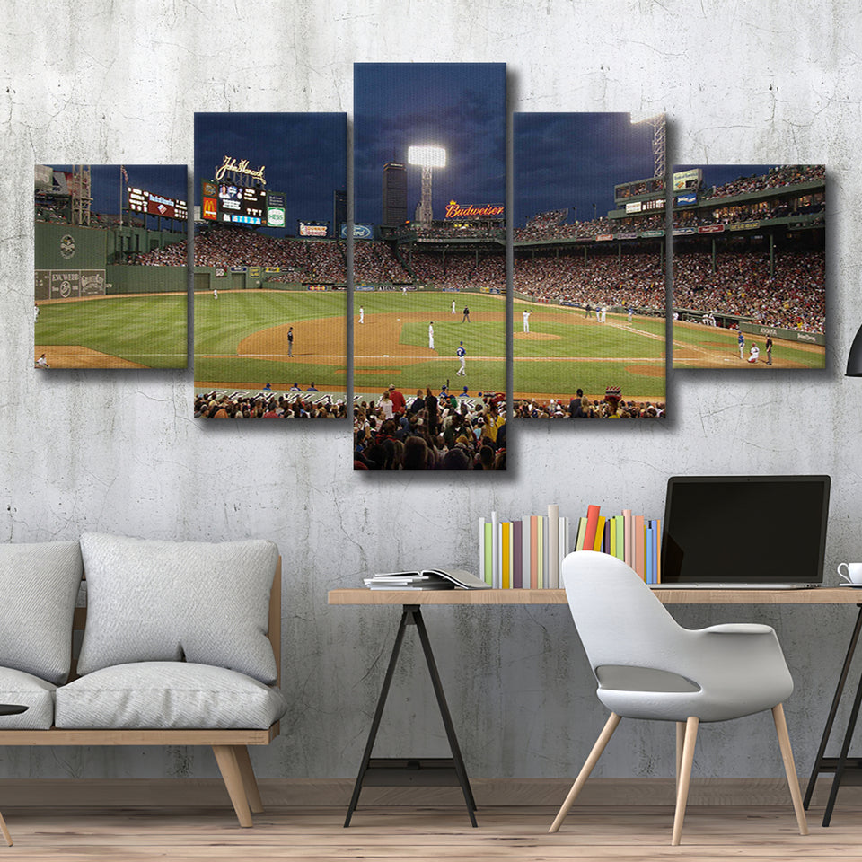 Fenway Park at Night, Stadium Canvas, Sport Art, Large Canvas, Multi Panels, Canvas Prints Wall Art Decor