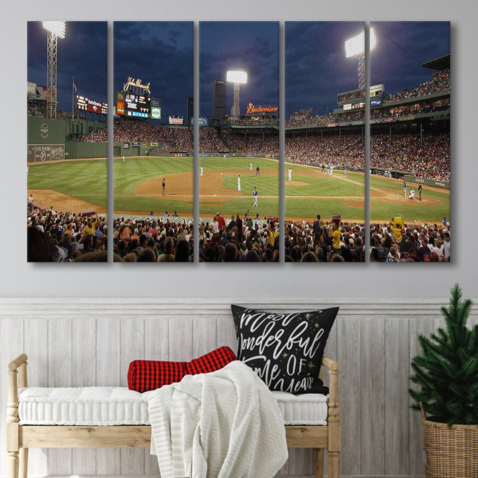 Fenway Park at Night, Stadium Canvas, Sport Art, Gift for him, Multi Panels B, Canvas Prints Wall Art Decor