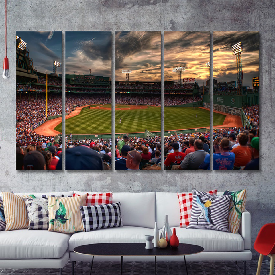 Fenway Park Baseball Stadium, Boston, Usa 5 Pieces B Canvas Prints Wall Art - Painting Canvas,Multi Panel, Fan Gift