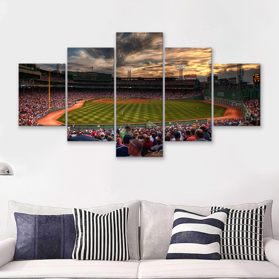 Fenway Park Baseball Stadium, Boston, Usa 5 Pieces Canvas Prints Wall Art - Painting Canvas, Multi Panel, Fan Gift