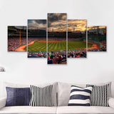 Fenway Park Baseball Stadium, Boston, Usa 5 Pieces Canvas Prints Wall Art - Painting Canvas, Multi Panel, Fan Gift