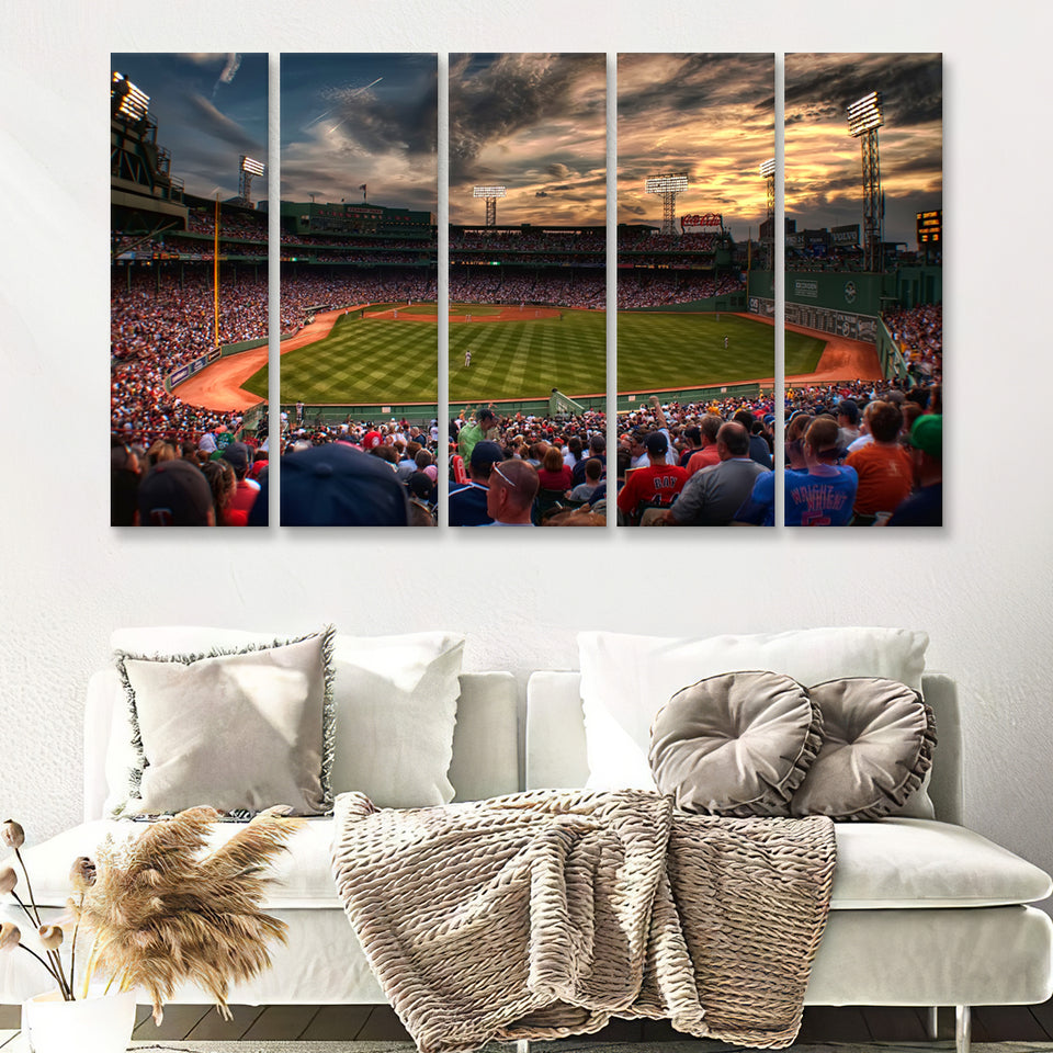 Fenway Park Baseball Stadium, Boston, Usa 5 Pieces B Canvas Prints Wall Art - Painting Canvas,Multi Panel, Fan Gift