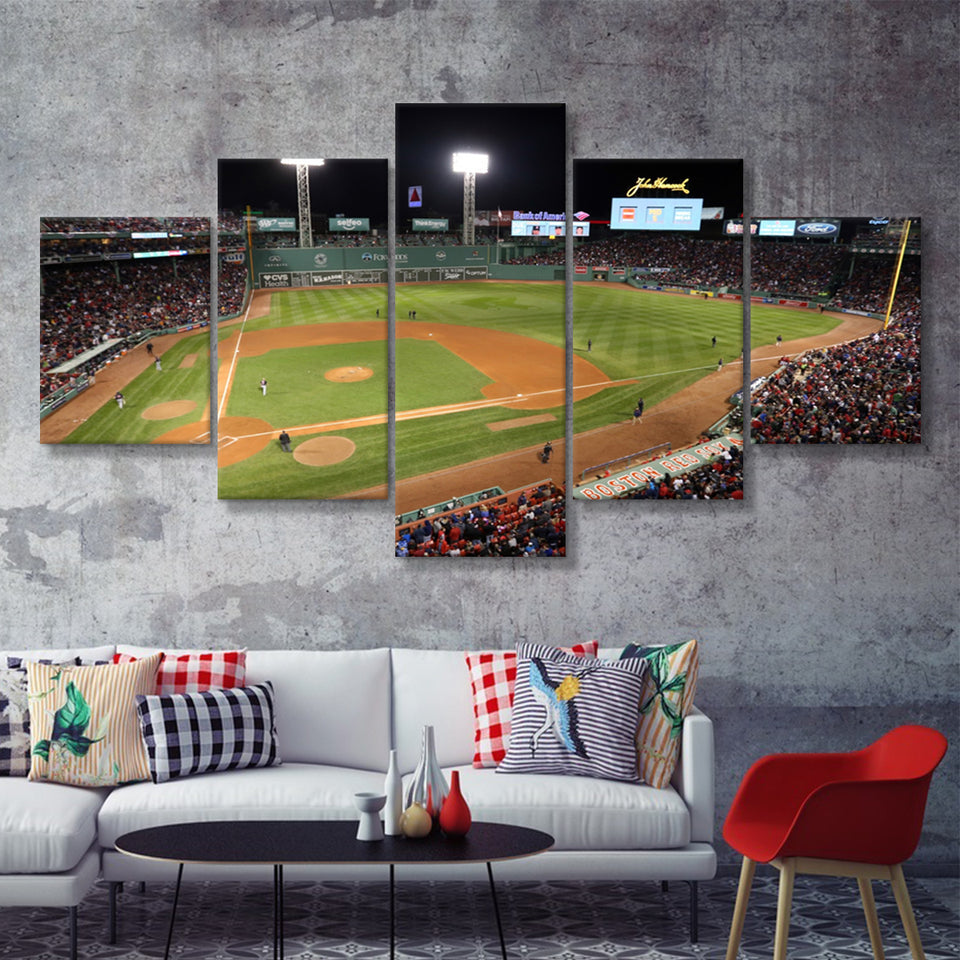 Fenway Park In Boston  5 Pieces Canvas Prints Wall Art - Painting Canvas, Multi Panels, 5 Panel, Wall Decor
