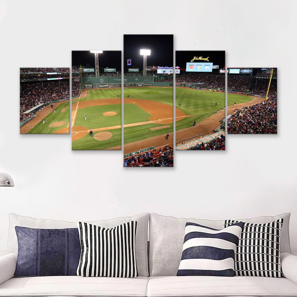 Fenway Park In Boston  5 Pieces Canvas Prints Wall Art - Painting Canvas, Multi Panels, 5 Panel, Wall Decor