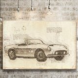 Fer 250 GT SWB California Spider Da Vinci Style Canvas Prints - Painting Canvas, Wall Art,Old Car, Prints for Sale,Wal Decor, Home Decor