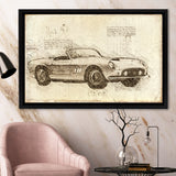 Fer 250 GT SWB California Spider Da Vinci Style Framed Canvas Prints - Painting Canvas, Framed Art,Wall Art,Old Car, For Sale,Wal Decor