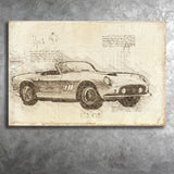 Fer 250 GT SWB California Spider Da Vinci Style Canvas Prints - Painting Canvas, Wall Art,Old Car, Prints for Sale,Wal Decor, Home Decor