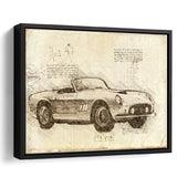 Fer 250 GT SWB California Spider Da Vinci Style Framed Canvas Prints - Painting Canvas, Framed Art,Wall Art,Old Car, For Sale,Wal Decor