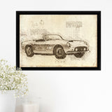 Fer 250 GT SWB California Spider Da Vinci Style Framed Canvas Prints - Painting Canvas, Framed Art,Wall Art,Old Car, For Sale,Wal Decor