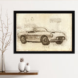 Fer 250 GT SWB California Spider Da Vinci Style Framed Canvas Prints - Painting Canvas, Framed Art,Wall Art,Old Car, For Sale,Wal Decor