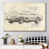 Fer 275GTB 4S NART Spider Da Vinci Style Canvas Prints - Painting Canvas, Wall Art,Old Car, Prints for Sale,Wal Decor, Home Decor