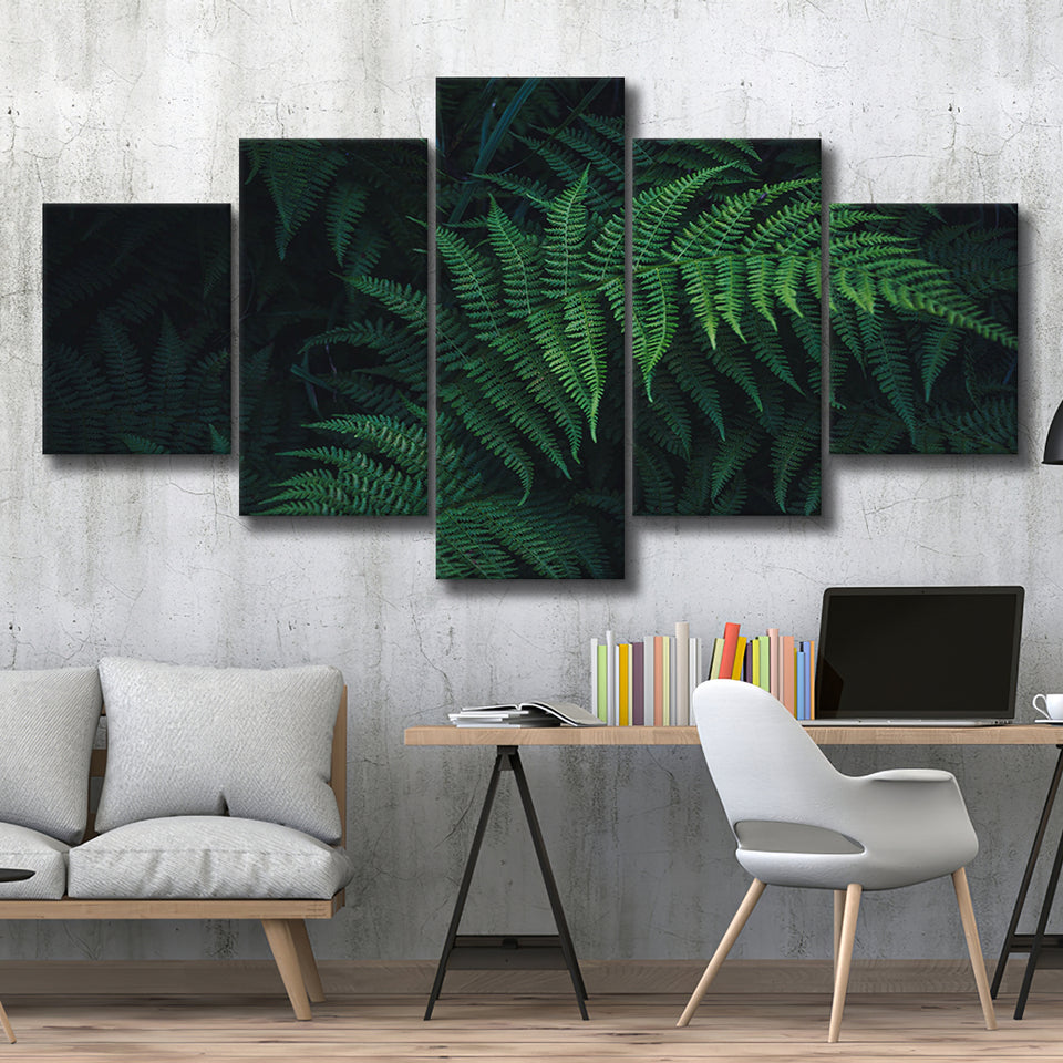 Fern 5 Pieces Canvas Prints Wall Art Decor - Painting Canvas, Mixed Canvas, Multi Panels