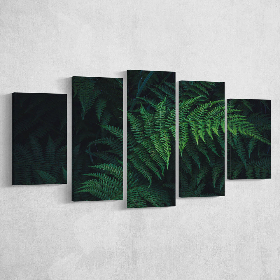 Fern 5 Pieces Canvas Prints Wall Art Decor - Painting Canvas, Mixed Canvas, Multi Panels
