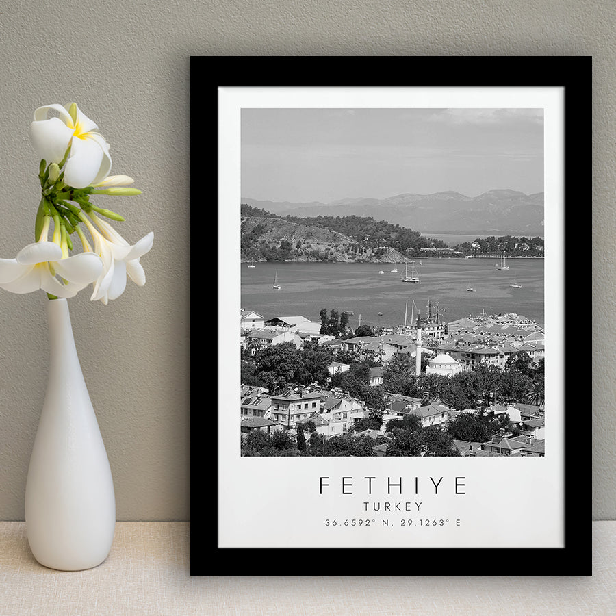 Fethiye Turkey Black And White Art Framed Art Prints Wall Art Decor, Framed Picture