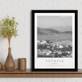 Fethiye Turkey Black And White Art Framed Canvas Prints Wall Art Home Decor, Floating Frame