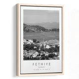 Fethiye Turkey Black And White Art Framed Canvas Prints Wall Art Home Decor, Floating Frame