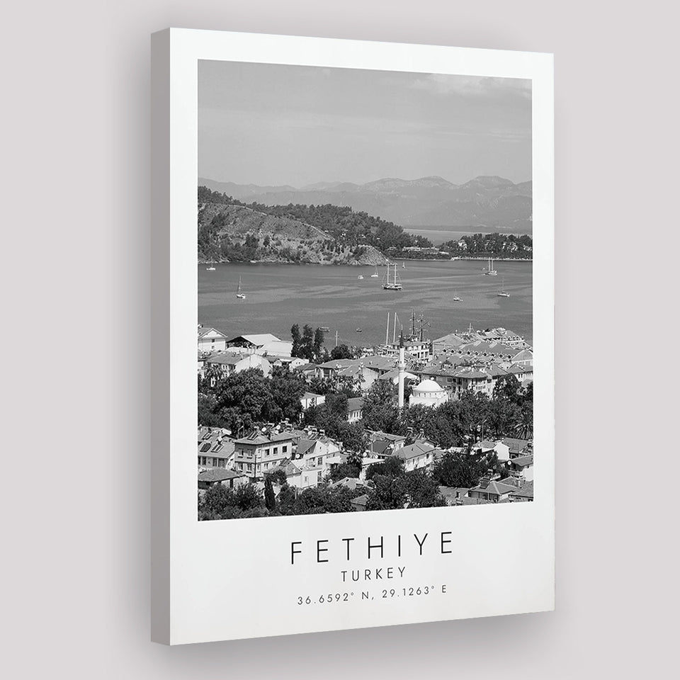 Fethiye Turkey Black And White Art Canvas Prints Wall Art Home Decor