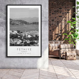Fethiye Turkey Black And White Art Framed Canvas Prints Wall Art Home Decor, Floating Frame