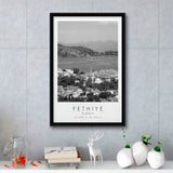 Fethiye Turkey Black And White Art Framed Canvas Prints Wall Art Home Decor, Floating Frame