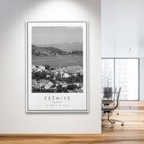 Fethiye Turkey Black And White Art Framed Canvas Prints Wall Art Home Decor, Floating Frame