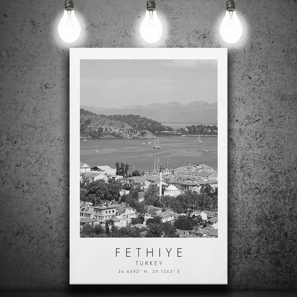 Fethiye Turkey Black And White Art Canvas Prints Wall Art Home Decor