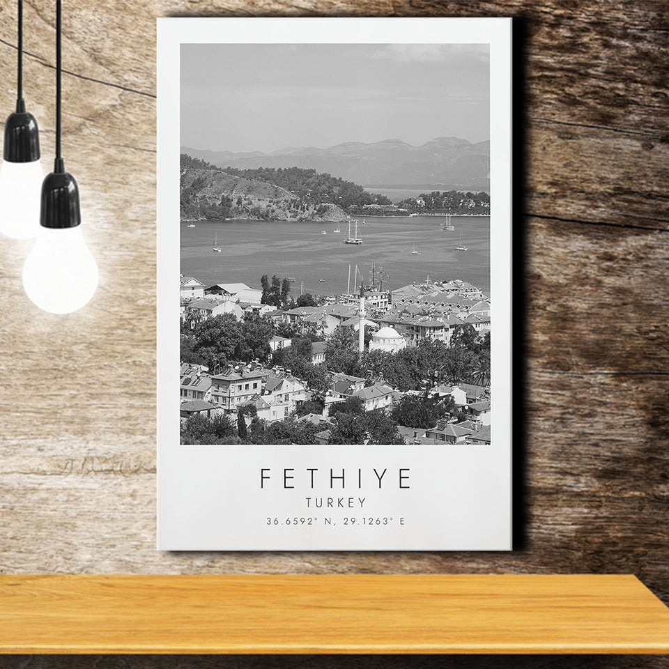 Fethiye Turkey Black And White Art Canvas Prints Wall Art Home Decor