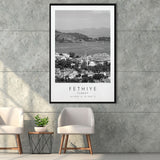Fethiye Turkey Black And White Art Framed Canvas Prints Wall Art Home Decor, Floating Frame