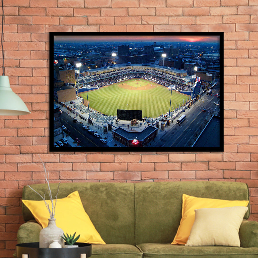 Fifth Third Field Aerial View, Stadium Canvas, Sport Art, Gift for him, Framed Art Prints Wall Art Decor, Framed Picture