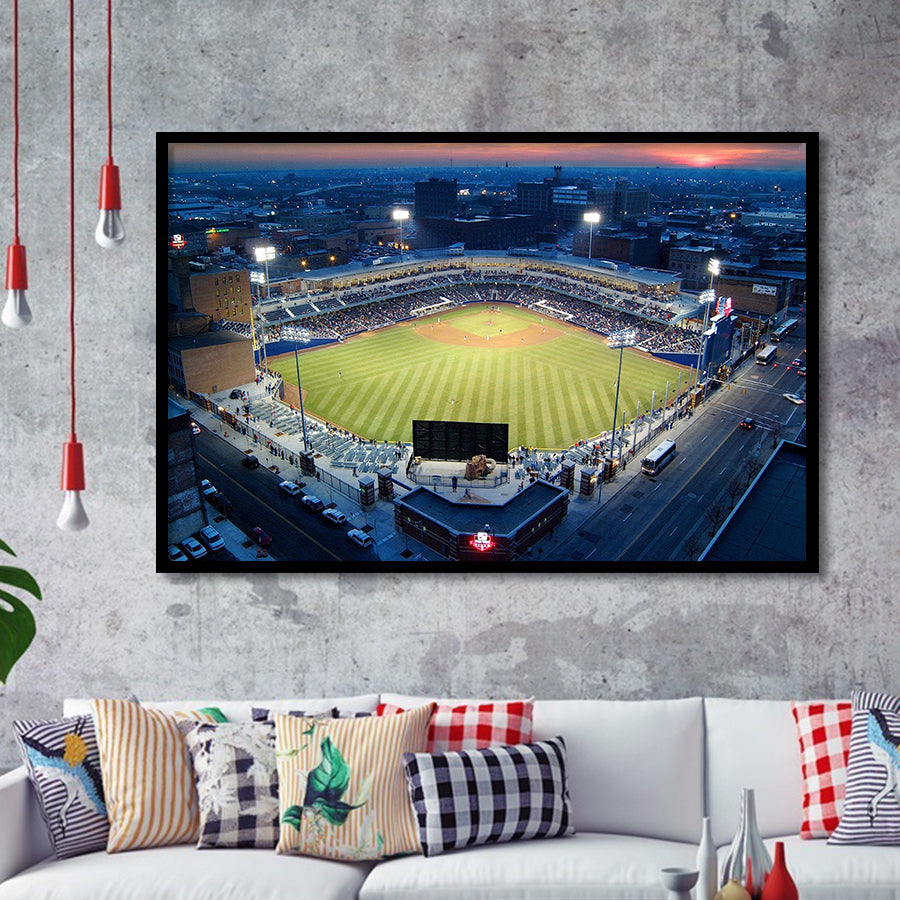 Fifth Third Field Aerial View, Stadium Canvas, Sport Art, Gift for him, Framed Art Prints Wall Art Decor, Framed Picture