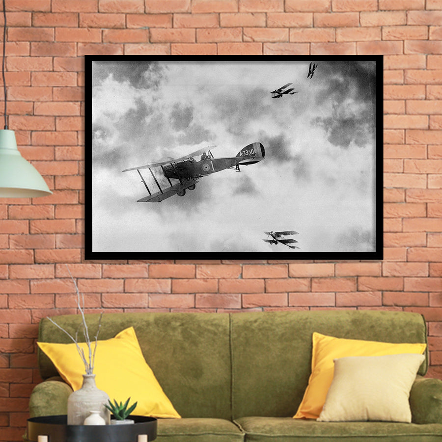 Fighter Airplane Black And White Print, World War One Framed Art Prints, Wall Art,Home Decor,Framed Picture