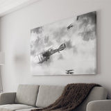 Fighter Airplane Black And White Print, World War One Canvas Prints Wall Art Home Decor