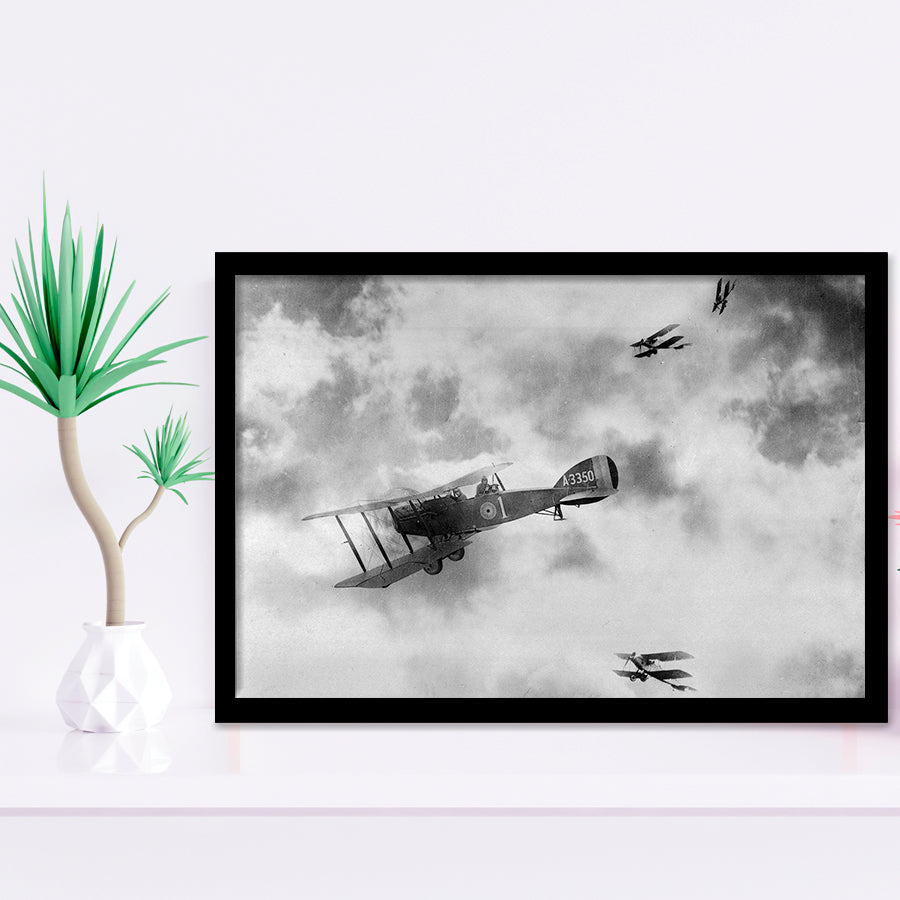 Fighter Airplane Black And White Print, World War One Framed Art Prints, Wall Art,Home Decor,Framed Picture