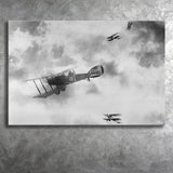 Fighter Airplane Black And White Print, World War One Canvas Prints Wall Art Home Decor
