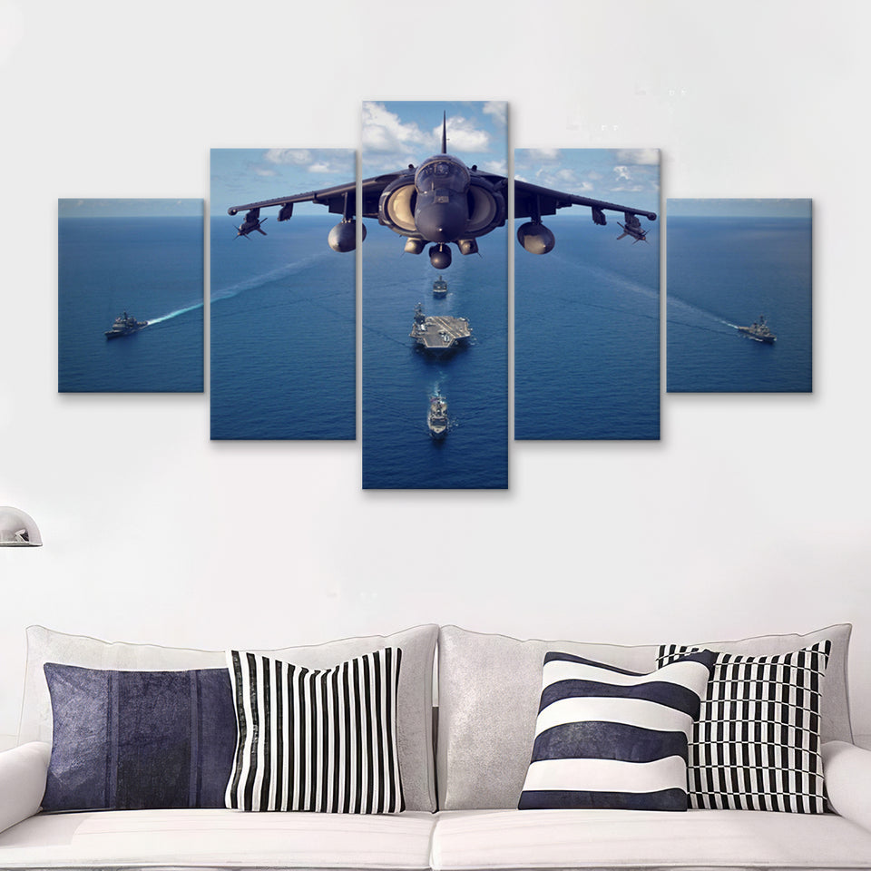 Fighter Pilot Gift Mcdonnell Douglas Av 8B Harrier Ii Airplane 5 Piece Canvas Prints Wall Art Decor - Painting Canvas, Multi Panels