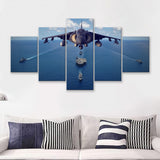 Fighter Pilot Gift Mcdonnell Douglas Av 8B Harrier Ii Airplane 5 Piece Canvas Prints Wall Art Decor - Painting Canvas, Multi Panels