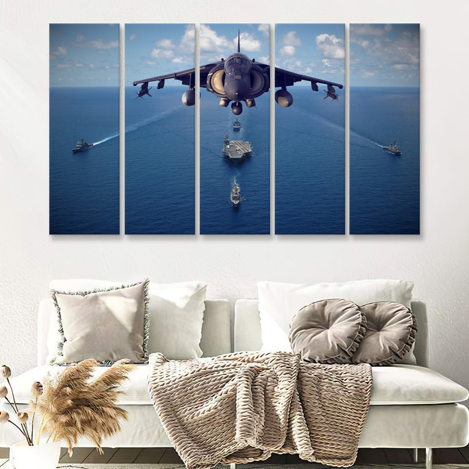 Fighter Pilot Gift Mcdonnell Douglas Av 8B Harrier Ii Airplane 5 Piece B Canvas Prints Wall Art Decor - Painting Canvas, Multi Panels