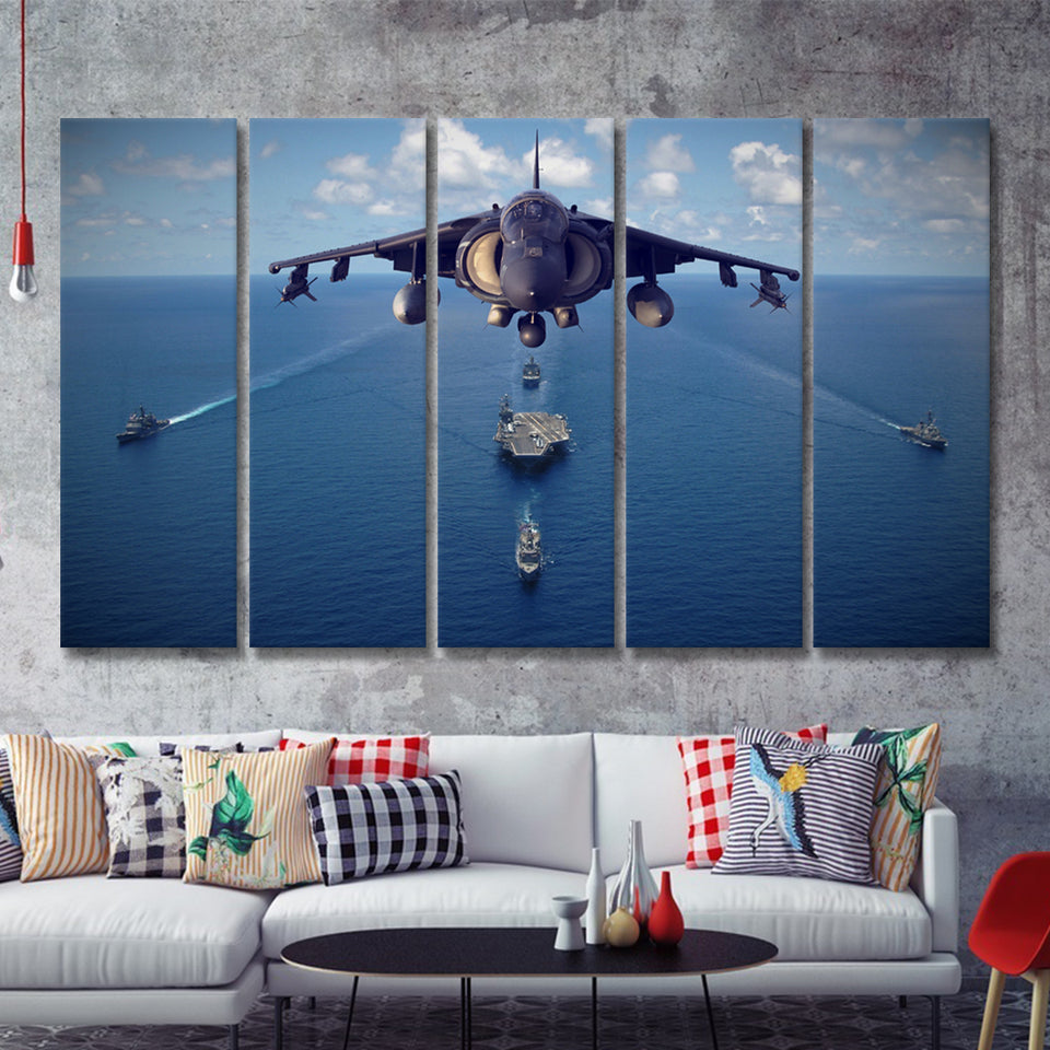 Fighter Pilot Gift Mcdonnell Douglas Av 8B Harrier Ii Airplane 5 Piece B Canvas Prints Wall Art Decor - Painting Canvas, Multi Panels