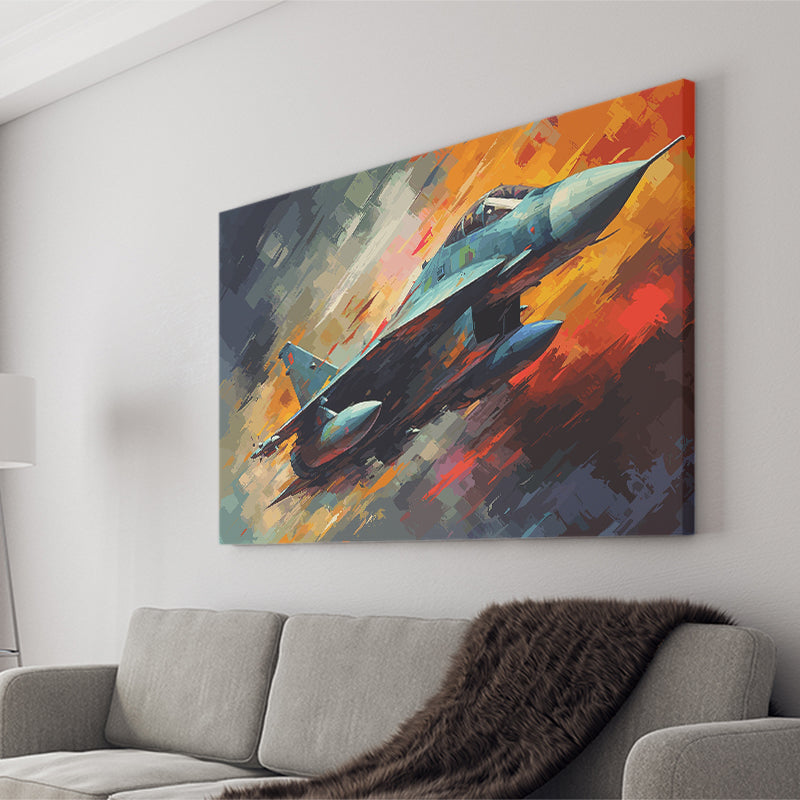 Fighter Jet Wall Art, Aviation Military Painting Art Canvas Prints Wall Art, Home Living Room Decor, Large Canvas