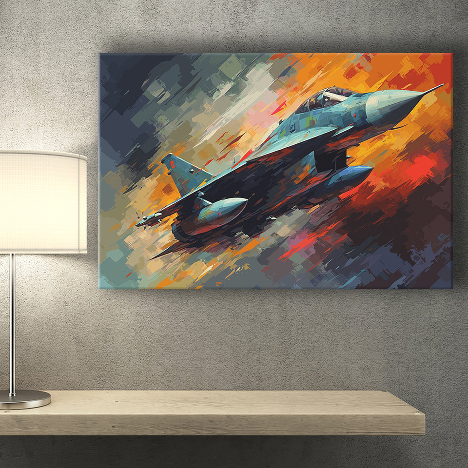 Fighter Jet Wall Art, Aviation Military Painting Art Canvas Prints Wall Art, Home Living Room Decor, Large Canvas