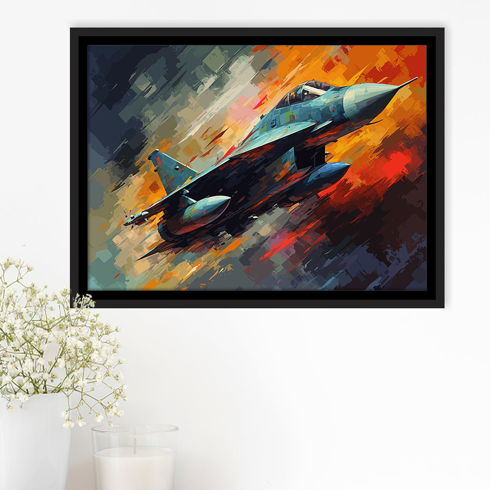 Fighter Jet Wall Art, Aviation Military Painting Art Framed Canvas Prints Wall Art, Floating Frame, Large Canvas Home Decor