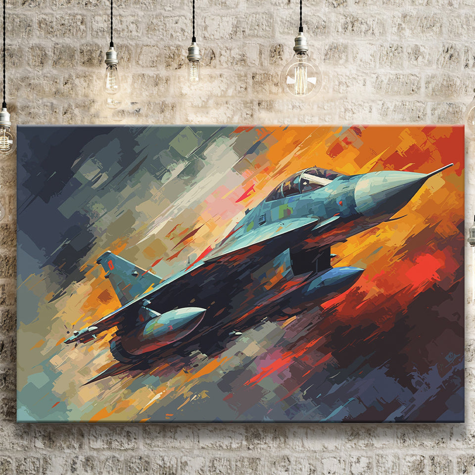 Fighter Jet Wall Art, Aviation Military Painting Art Canvas Prints Wall Art, Home Living Room Decor, Large Canvas