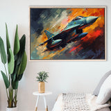 Fighter Jet Wall Art, Aviation Military Painting Art Framed Canvas Prints Wall Art, Floating Frame, Large Canvas Home Decor